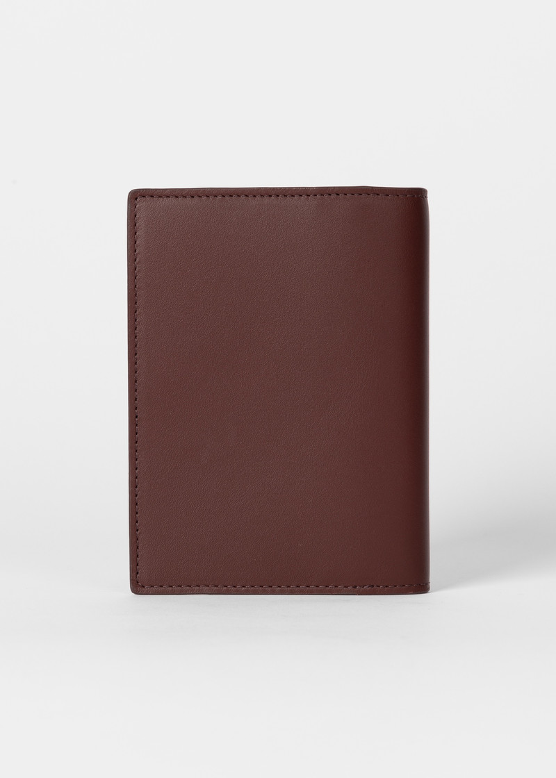 Paul Smith Burgundy 'Signature Stripe' Interior Leather Passport Cover outlook
