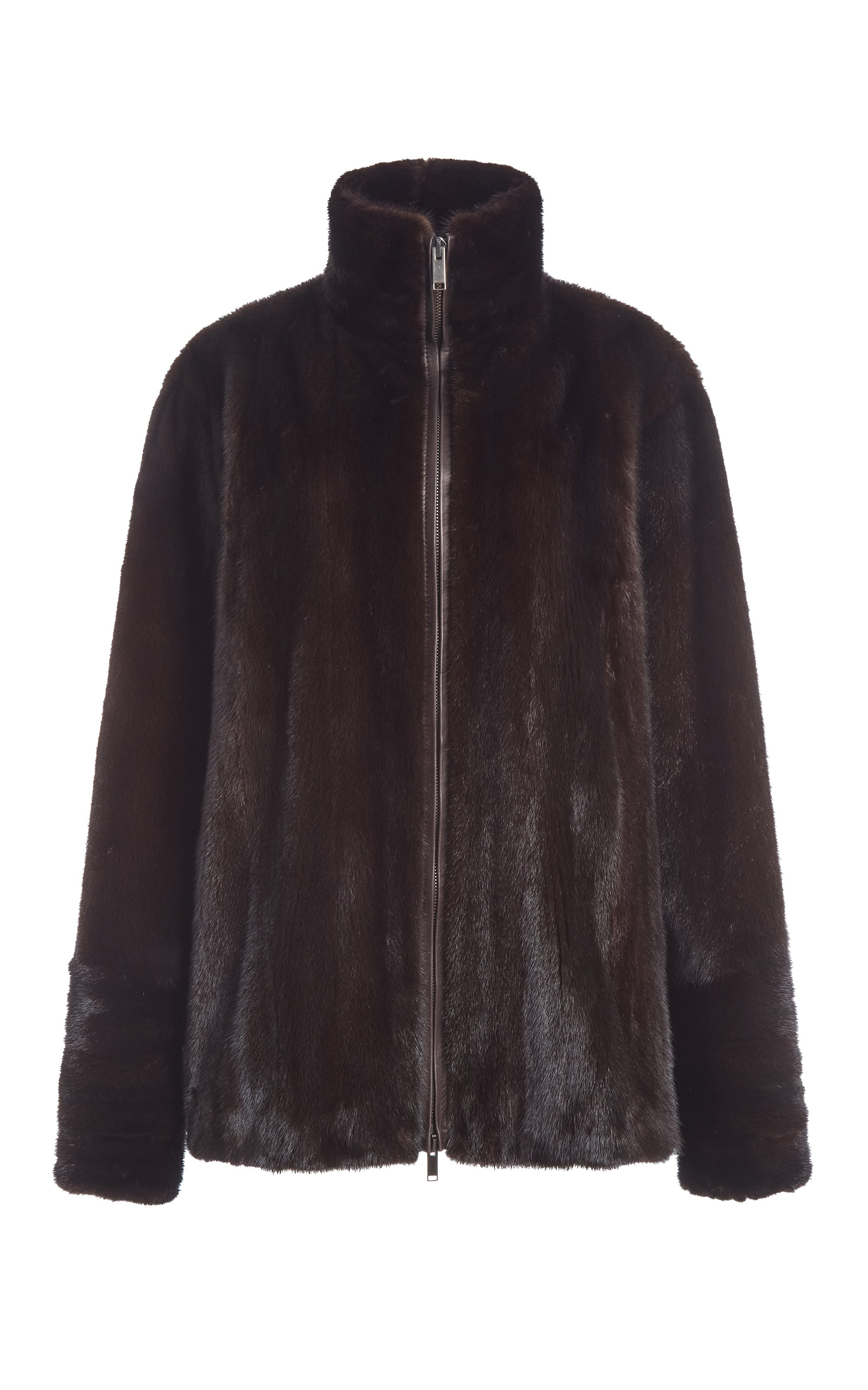 Aristede Jacket in Dark Chocolate Recycled Mink Fur - 2