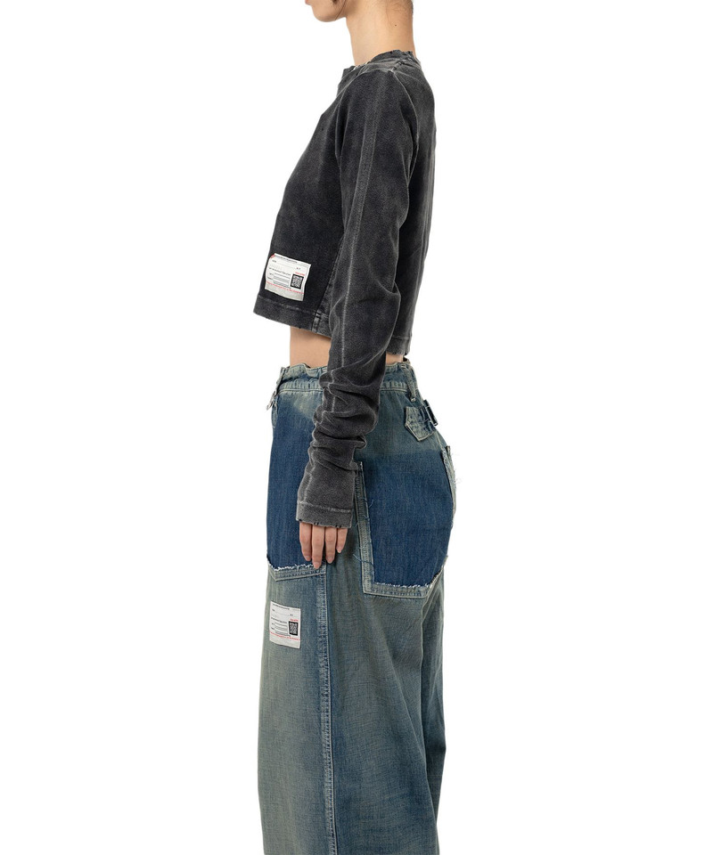 Bleached Cropped Long Sleeve T-shirt 5