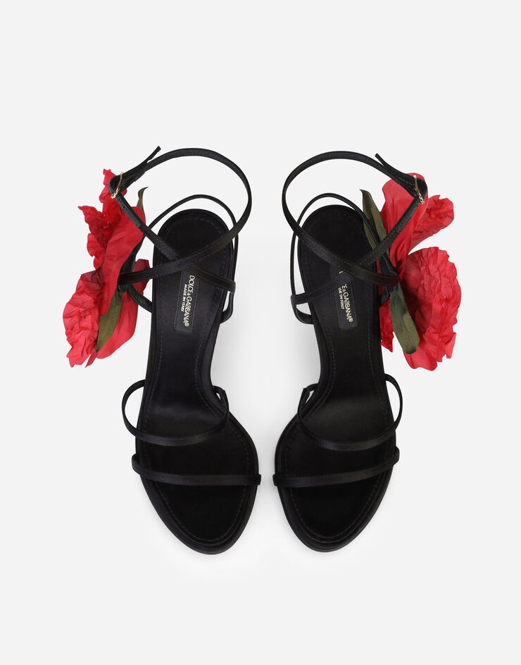 Satin sandals with silk flower - 4