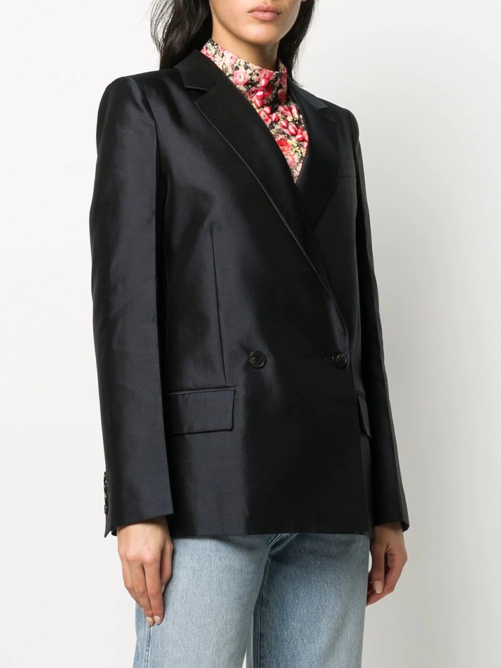 plain double-breasted blazer - 3