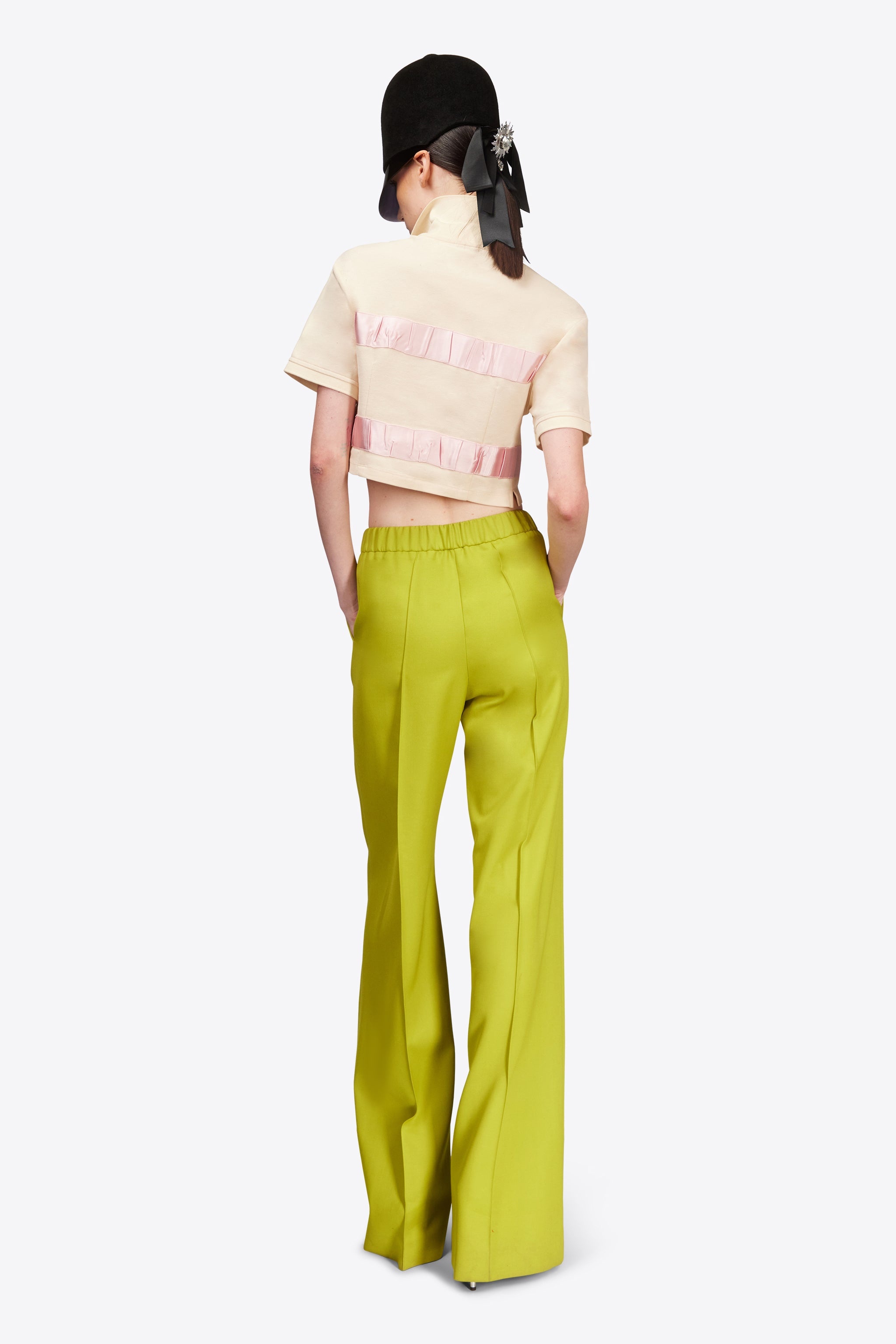 CRYSTAL EMBELLISHED BOW CROPPED POLO - 5
