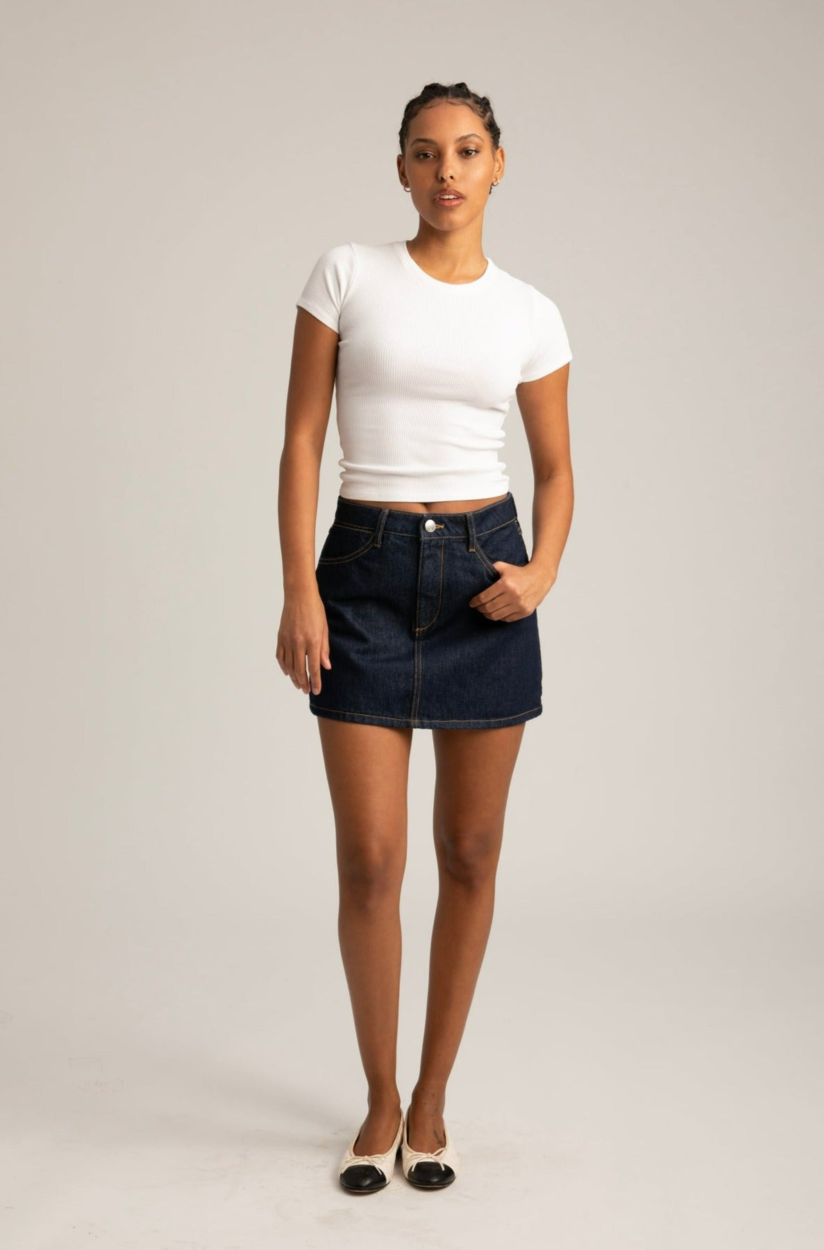 JANE DENIM A-LINE MINI SKIRT - 4