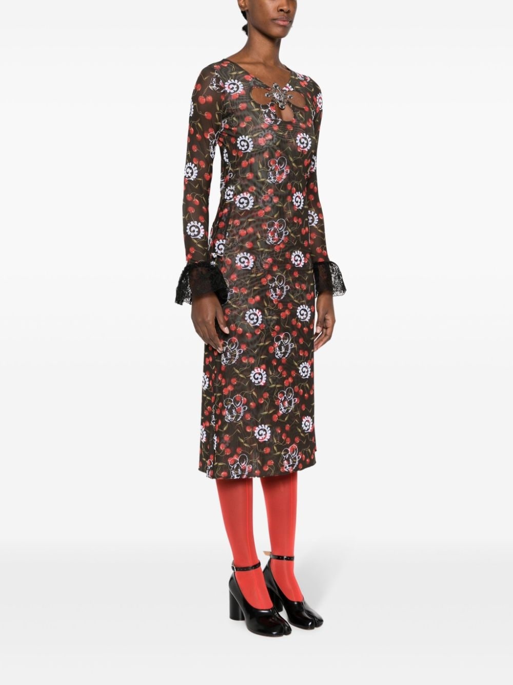 Windsucker semi-sheer midi dress - 3