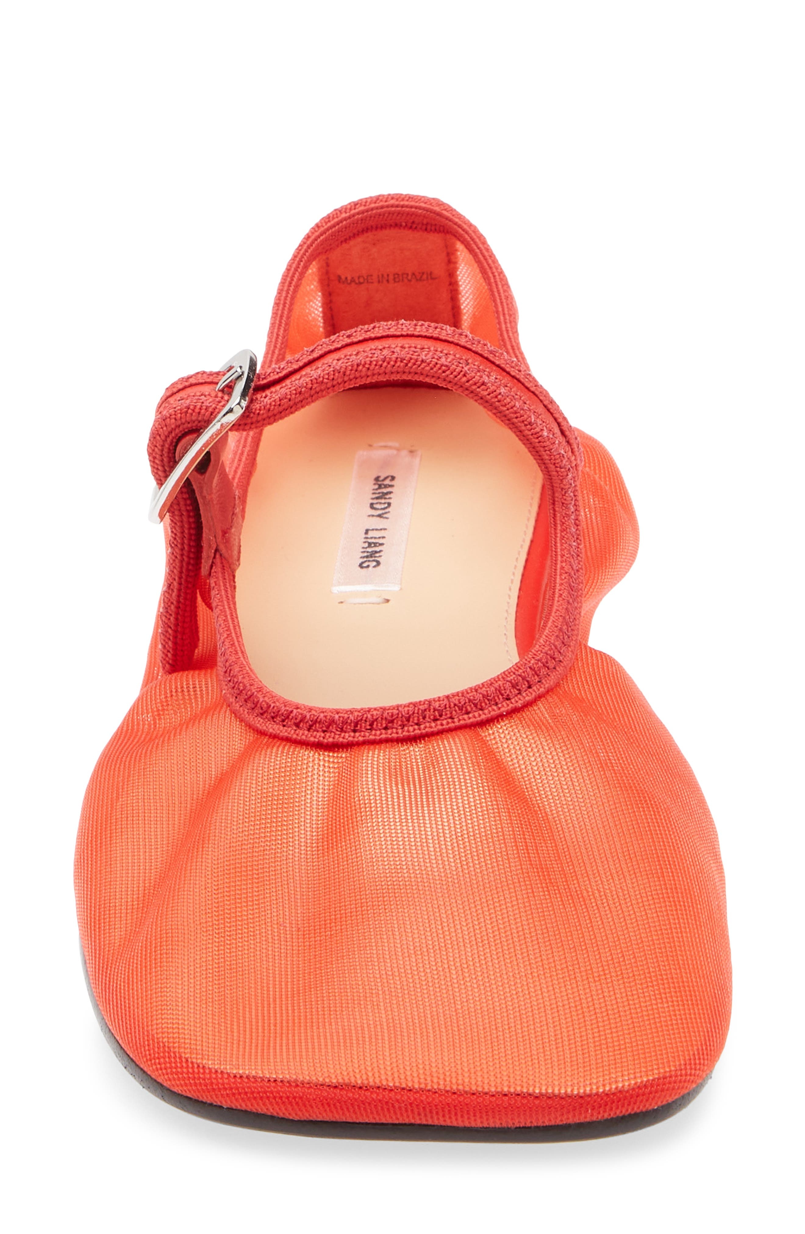 Sandy Liang Mesh Mary Jane Flat in Red at Nordstrom - 4