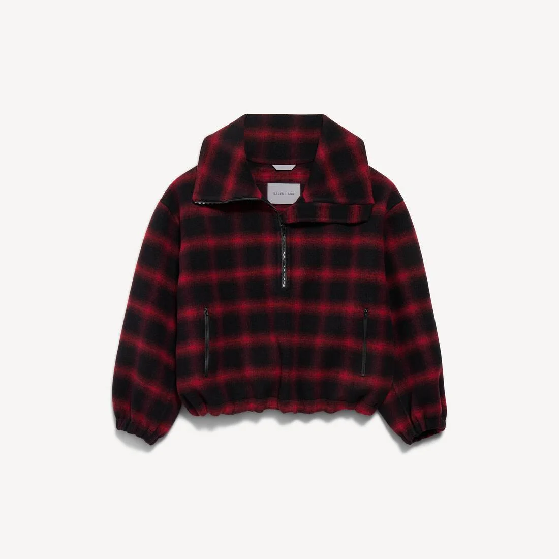 Men's High Collar Half Zip Outerwear in Black/red - 1
