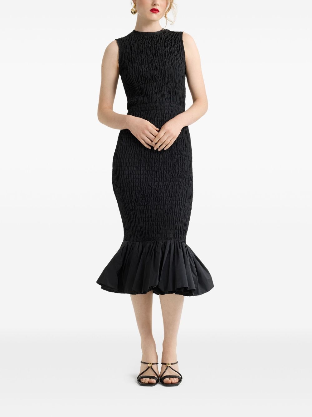 smocked midi dress - 2