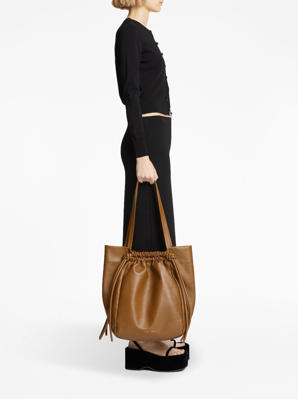 leather drawstring tote - 3