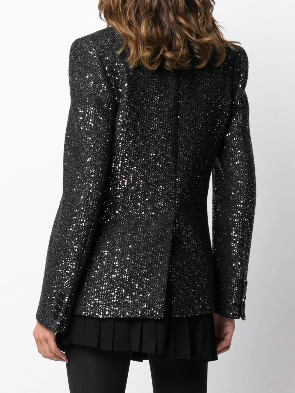 double-breasted glitter blazer - 4