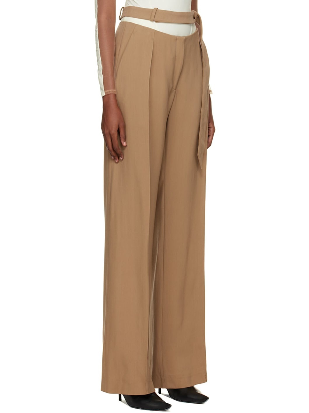 Tan Fluid Trousers - 2
