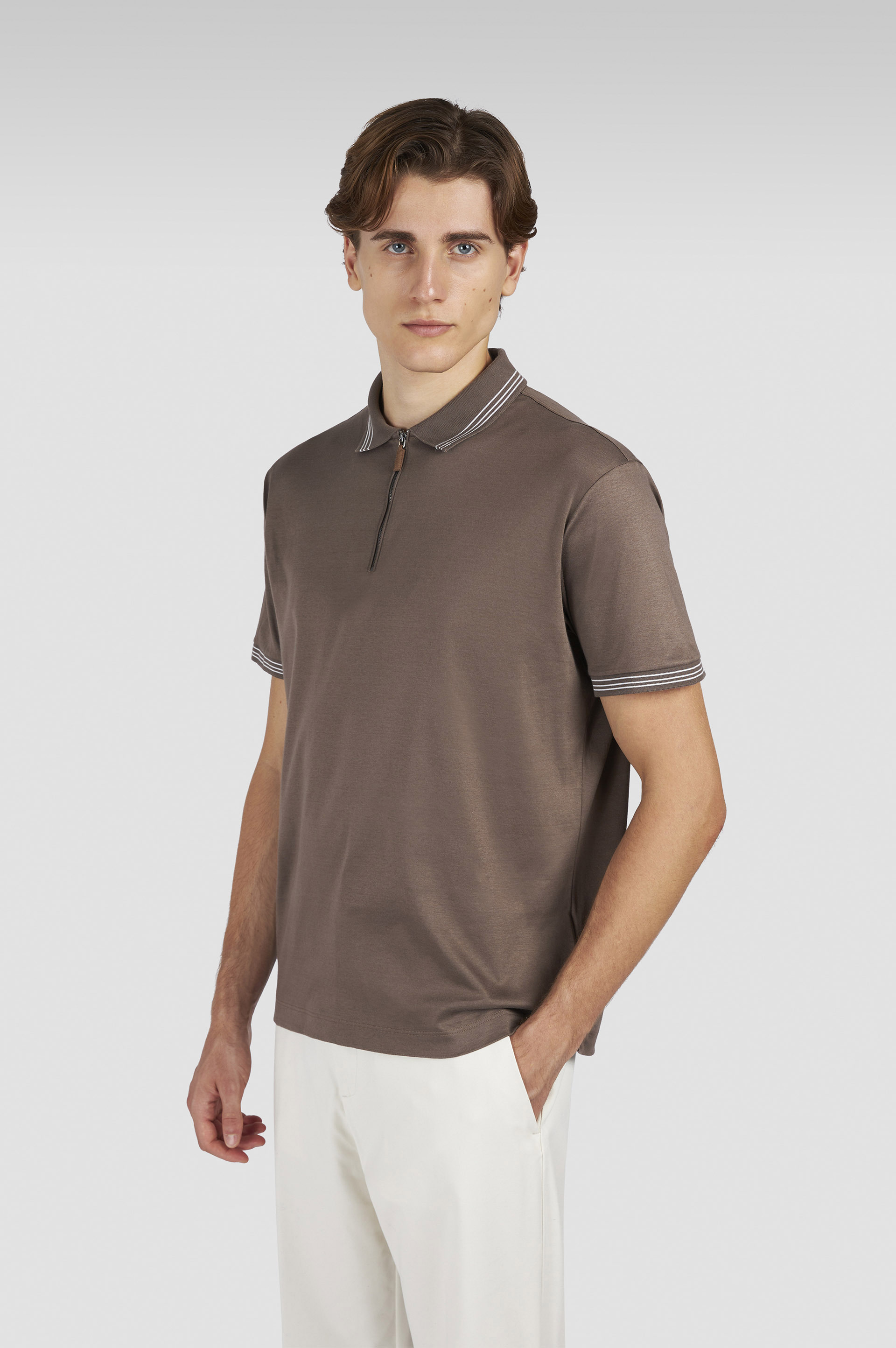 X-SOFT INTERLOCK COTTON POLO SHIRT WITH STRIPED PROFILES - 6