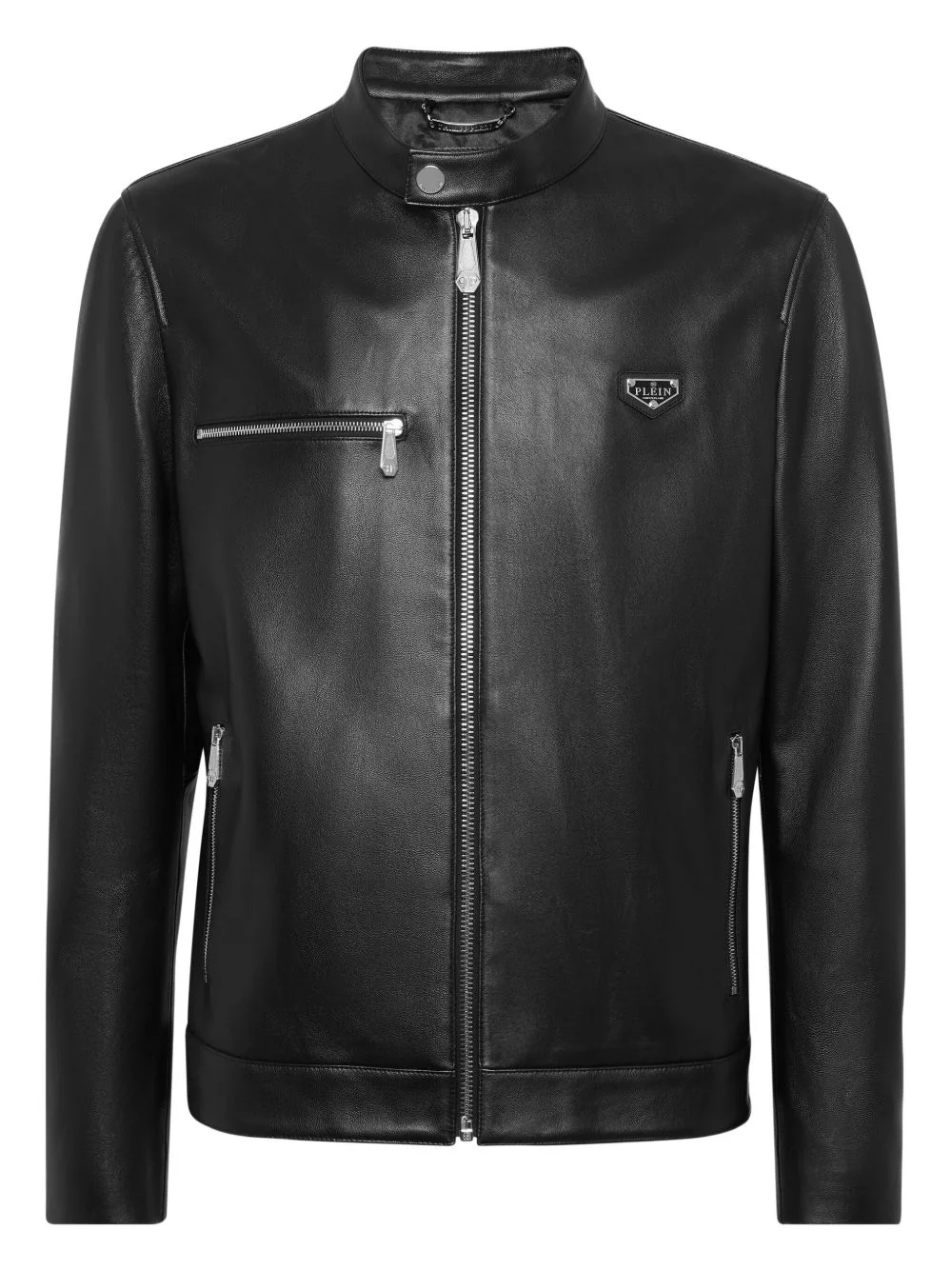 zip-fastening leather jacket - 1