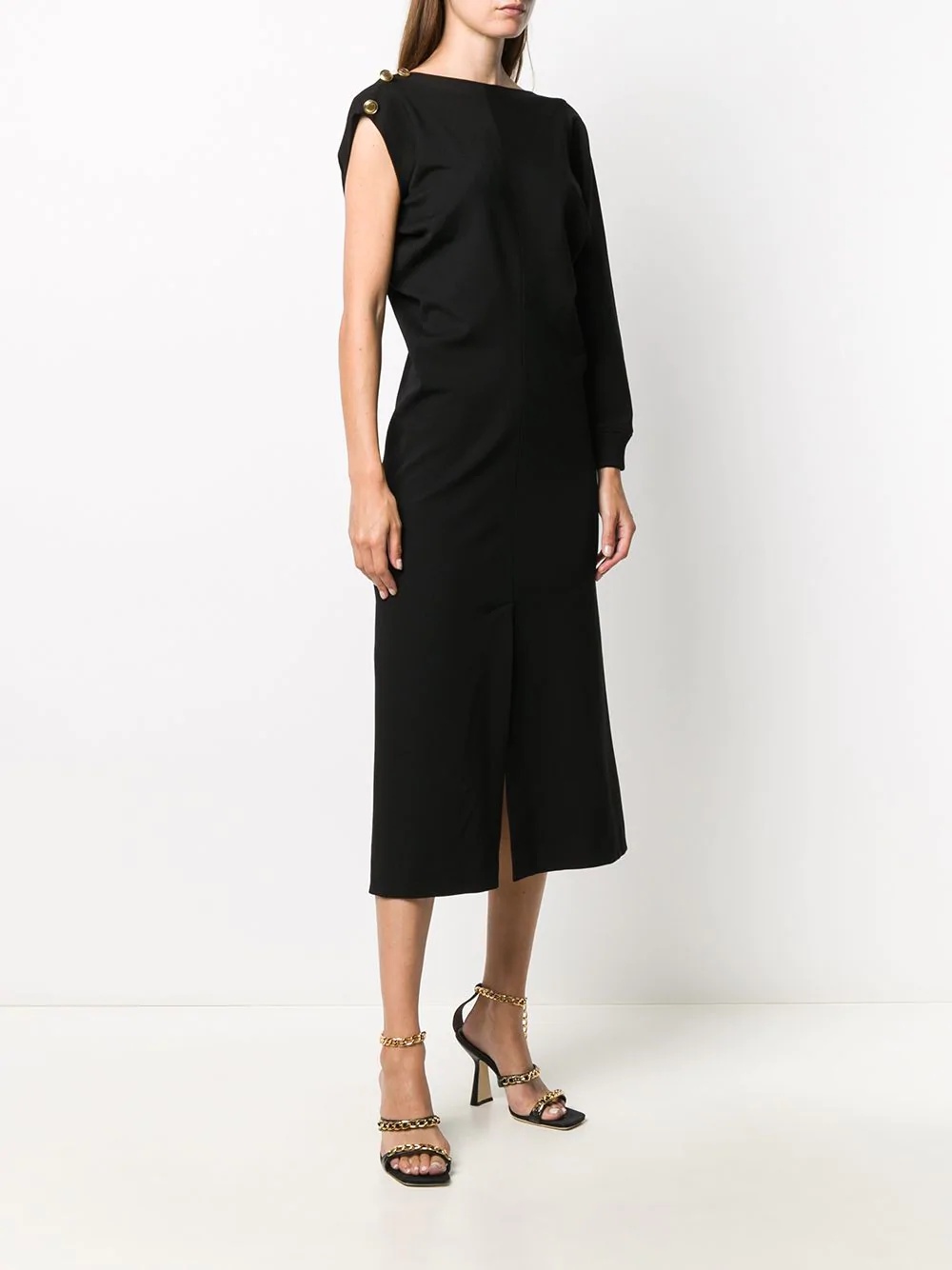 ribbed one-sleeve dress - 3