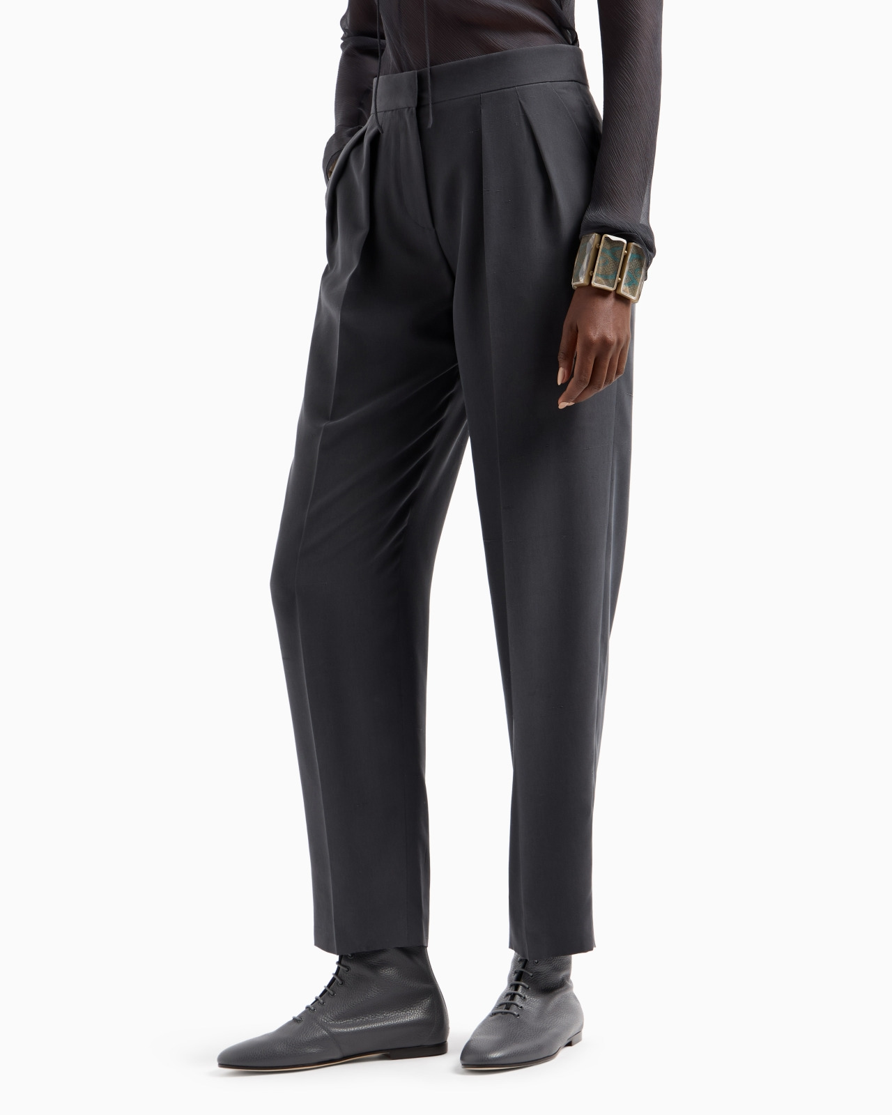 DOUBLE-PLEAT, SILK-SHANTUNG TROUSERS - 4