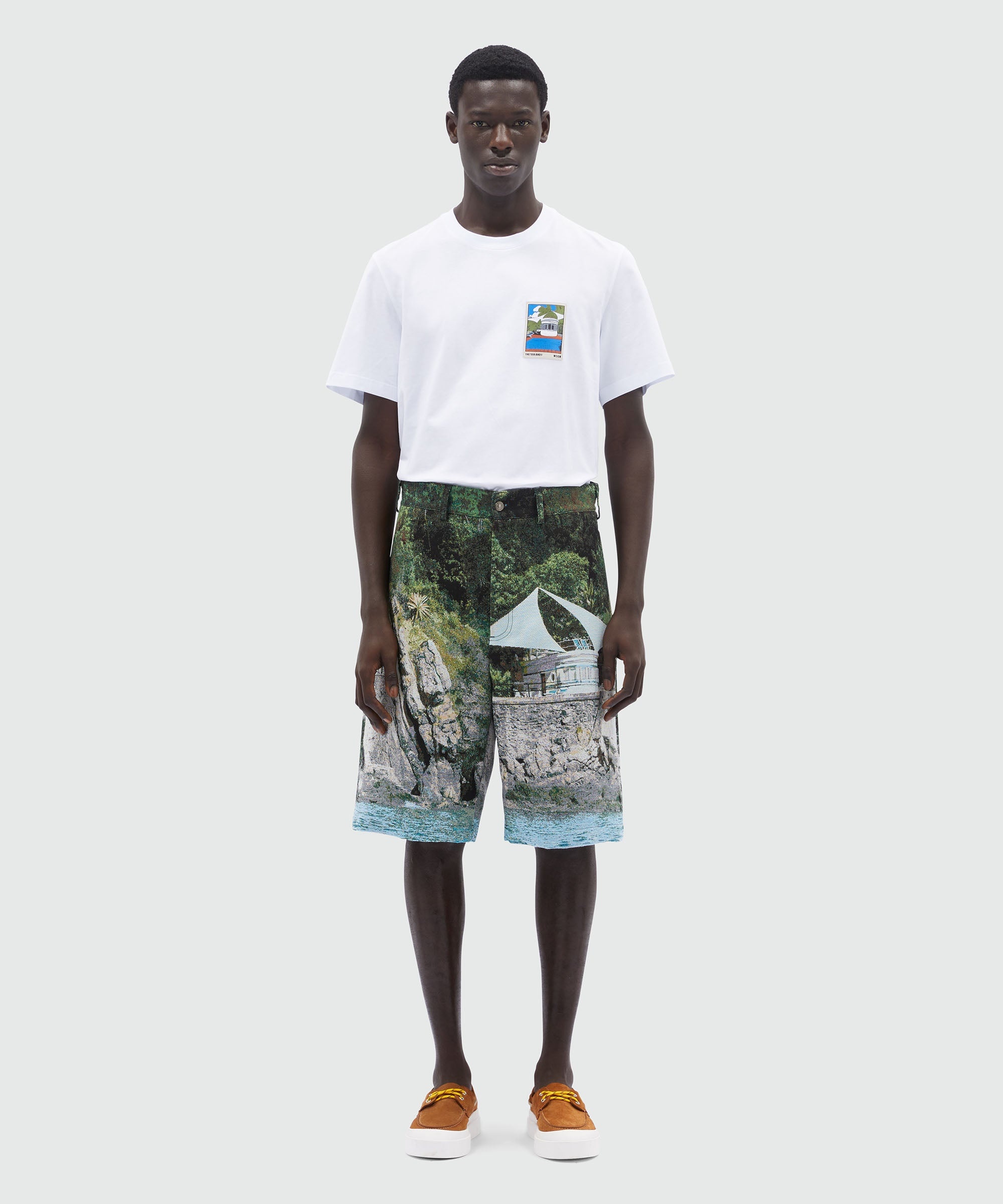 Bermuda shorts in cotton blend with "La Vedetta" graphic - 2