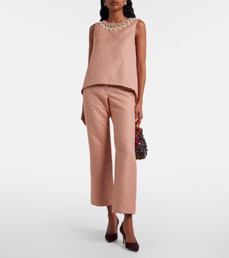 La DoubleJ 24/7 floral jacquard flared pants outlook