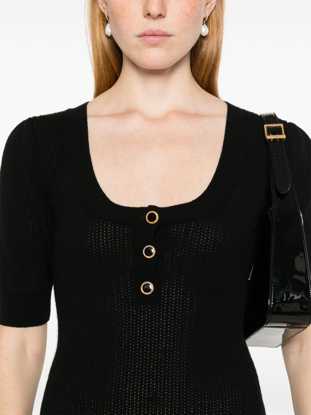 feather-trim detail dress - 5