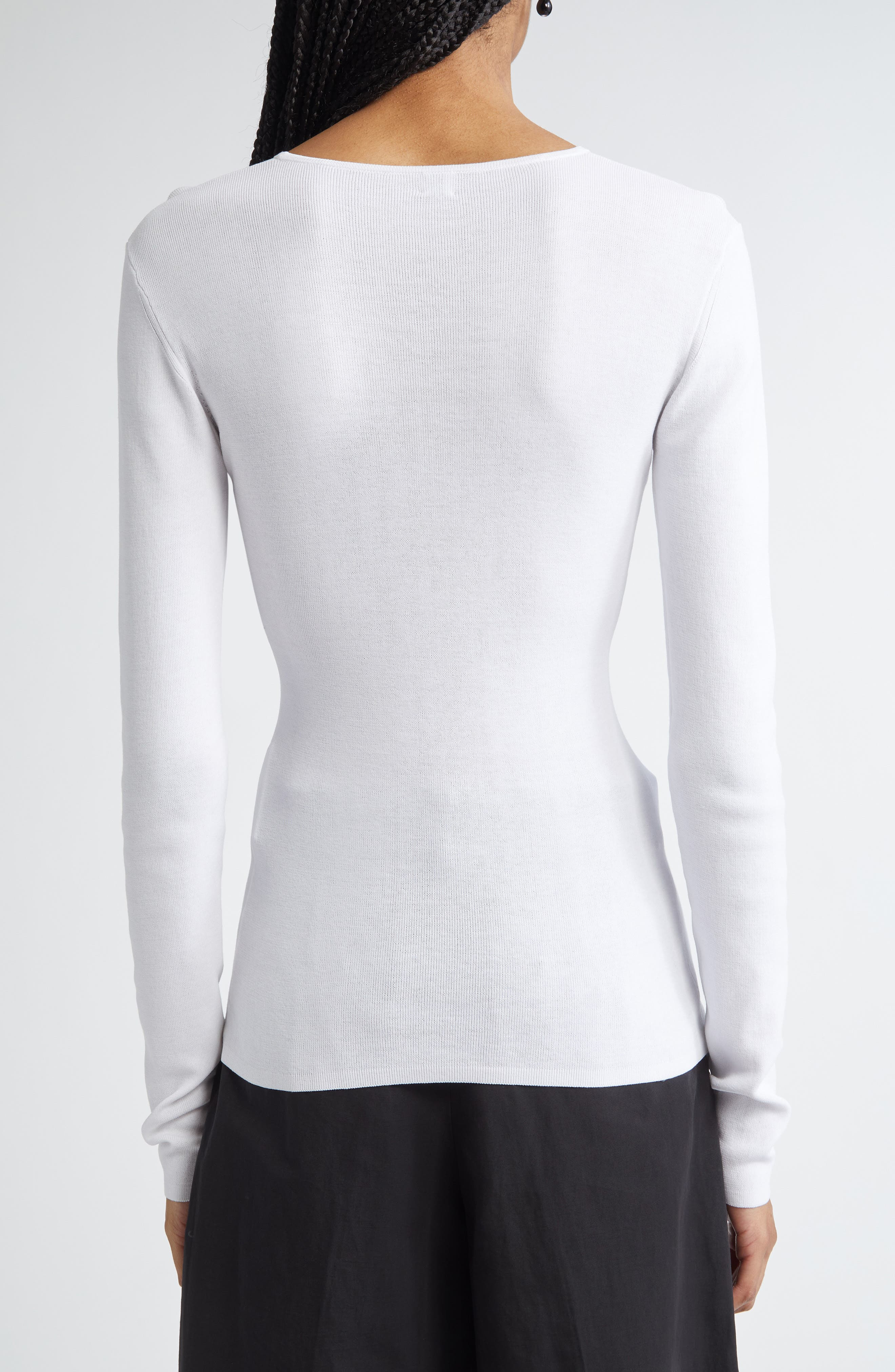 TOTEME Compact Organic Cotton Top in White at Nordstrom - 3