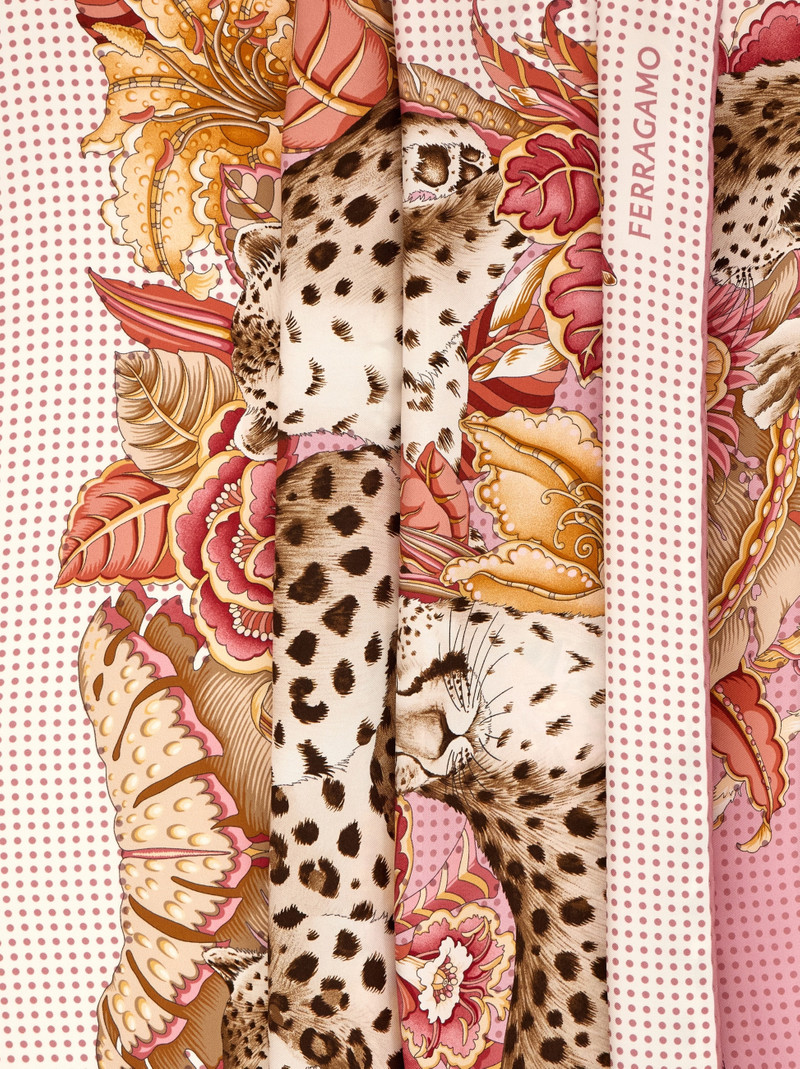 FERRAGAMO Cheetah print silk scarf outlook