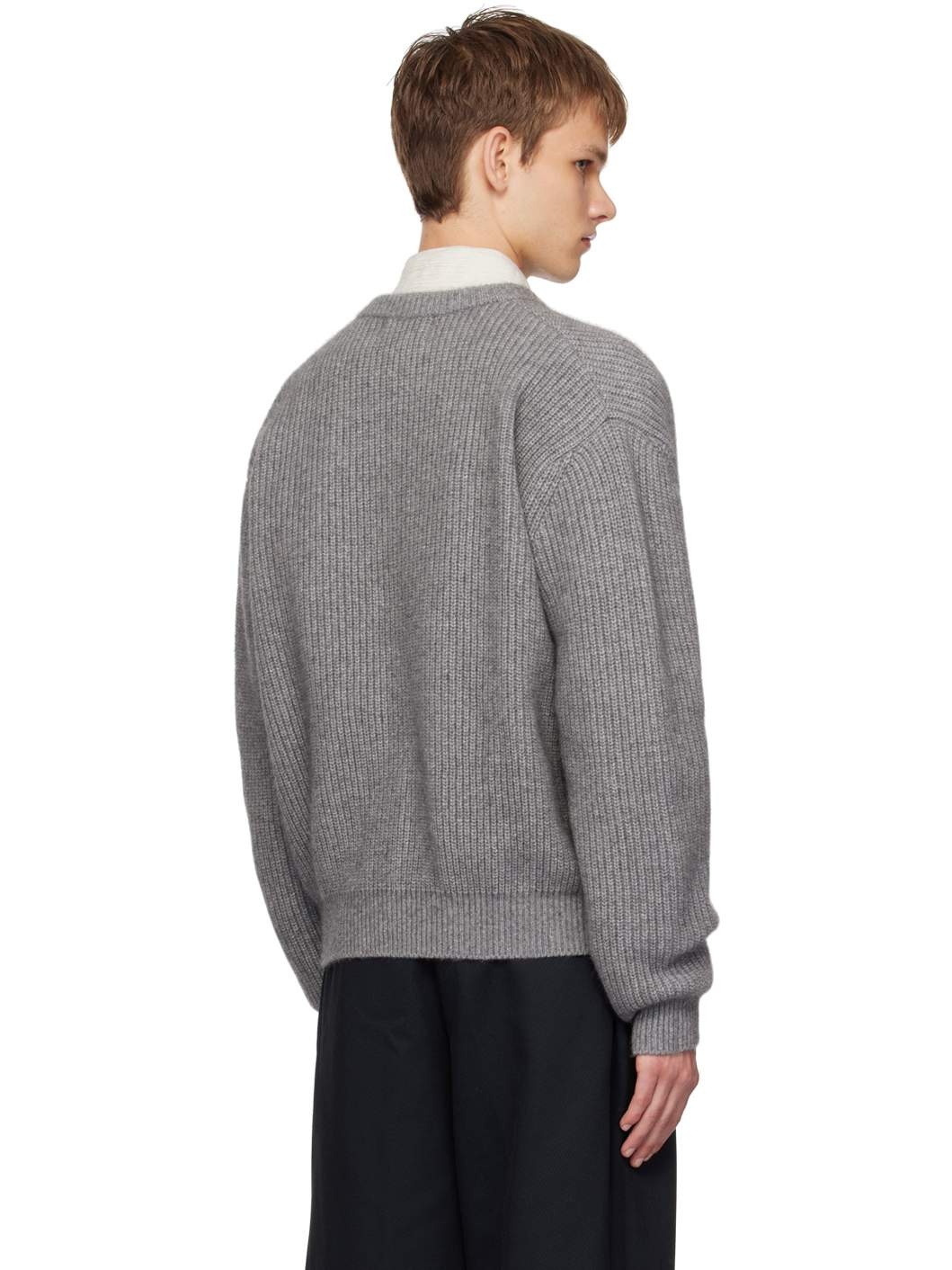 Gray Zip-Up Sweater - 3