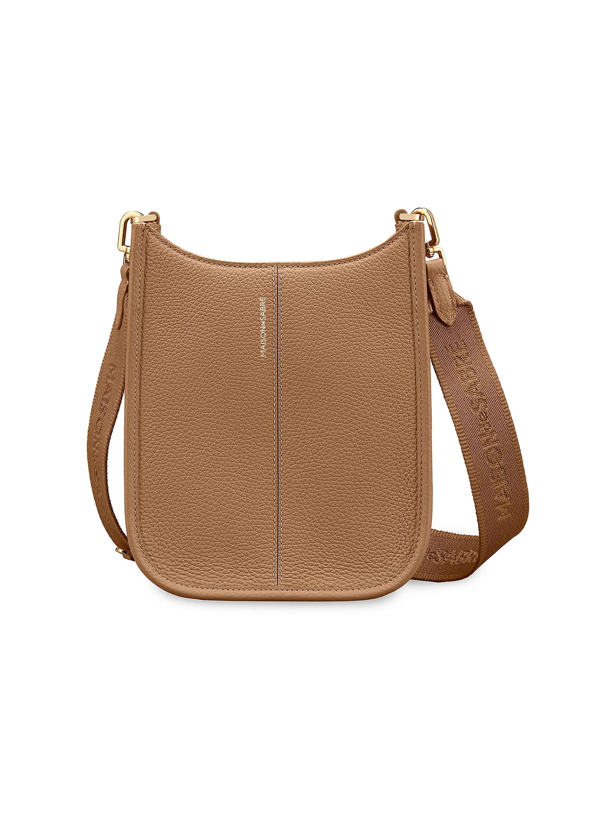 Women's Mini Leather Saddle Bag - Sandstone Brown - 1