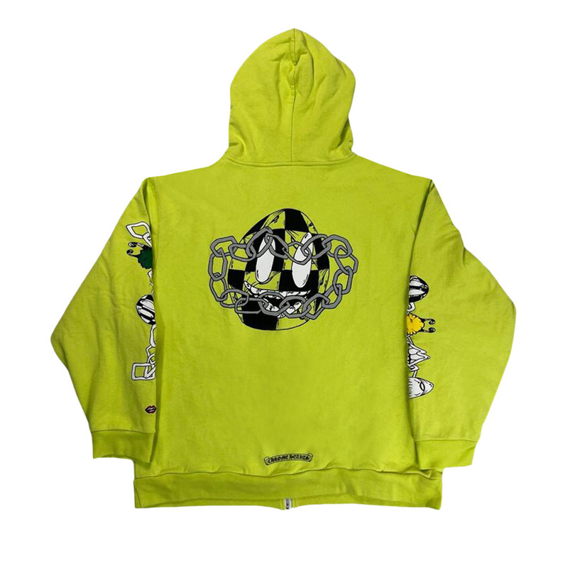 Chrome Hearts Chrome Hearts Matty Boy Link Zip Up Hoodie 'Lime Green' outlook