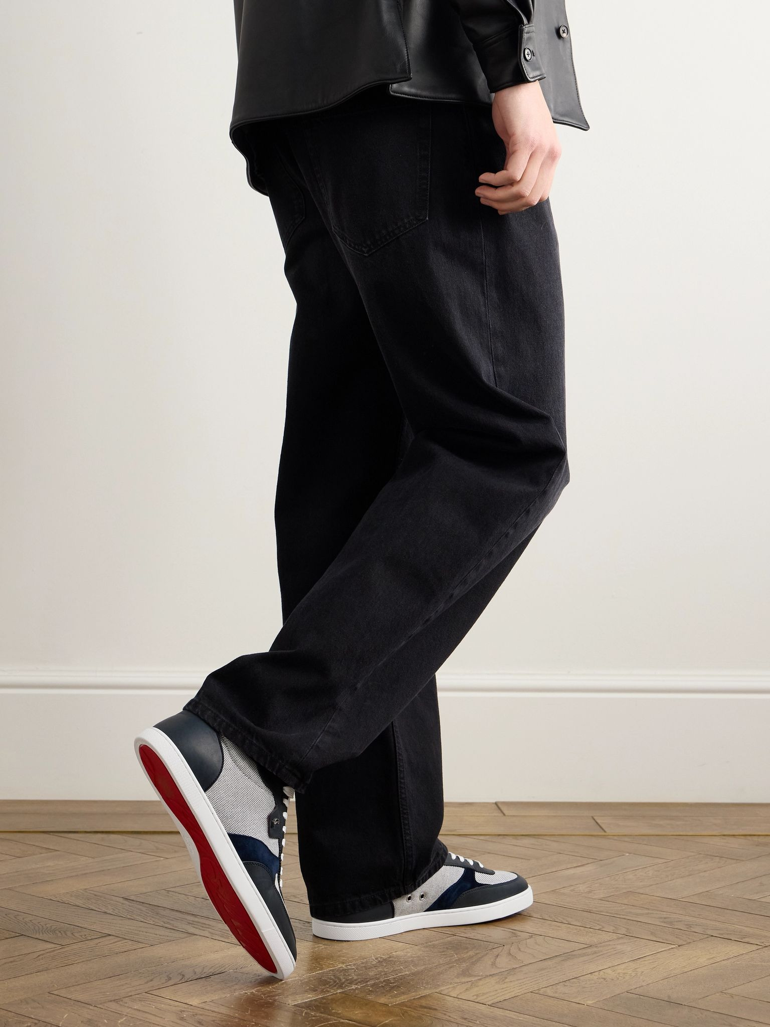 Tutti Rui Leather and Suede-Trimmed Granariso Canvas Sneakers Navy - 2