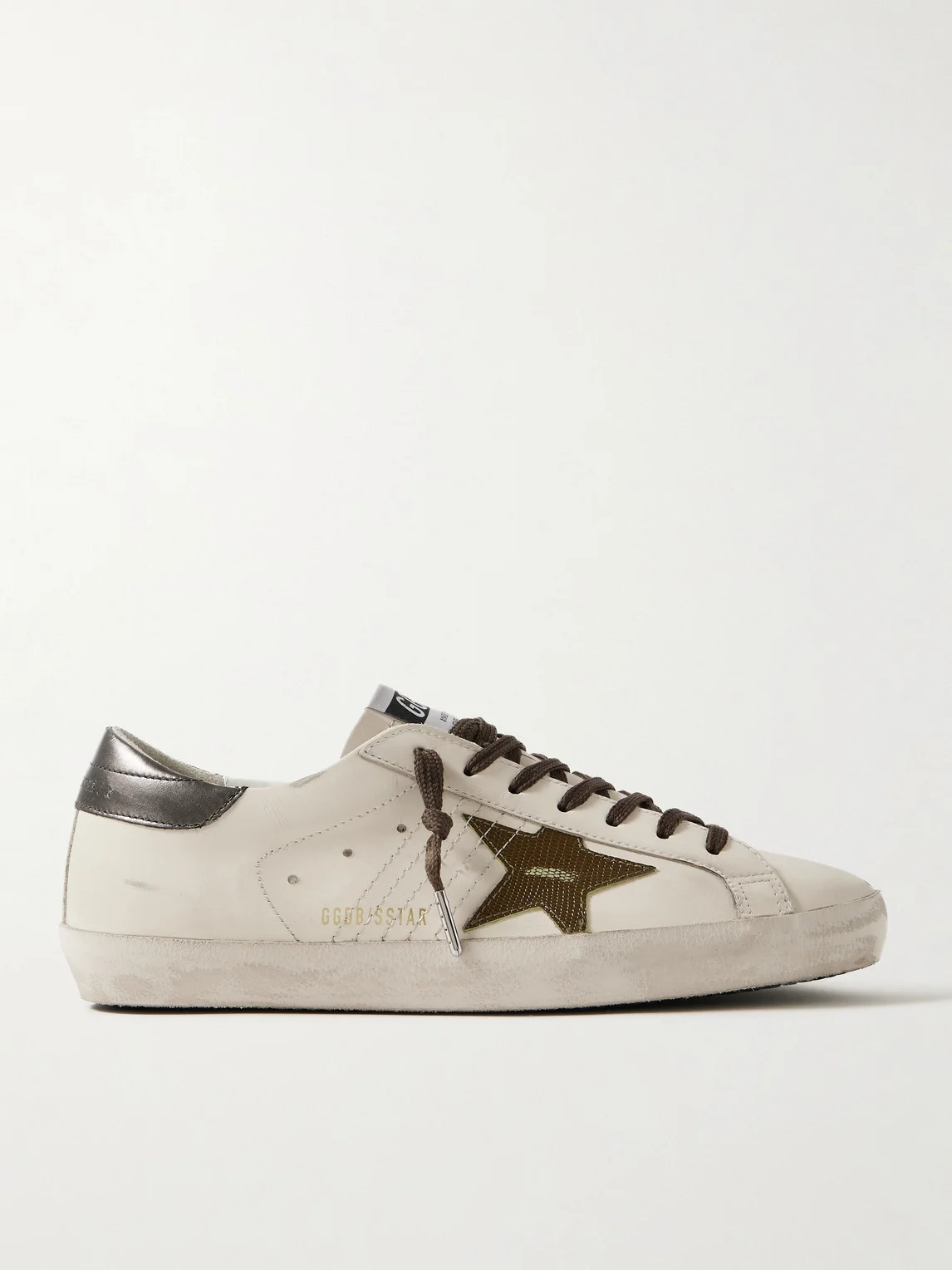Super-Star Distressed Leather Sneakers - 1