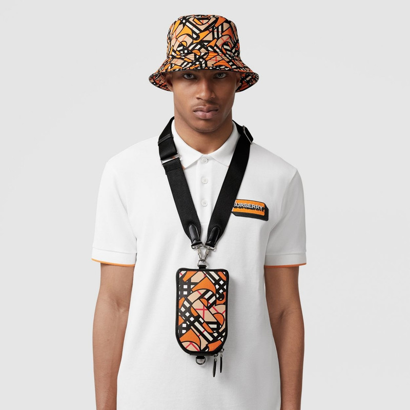 Monogram Linen Cotton Phone Case with Strap 11