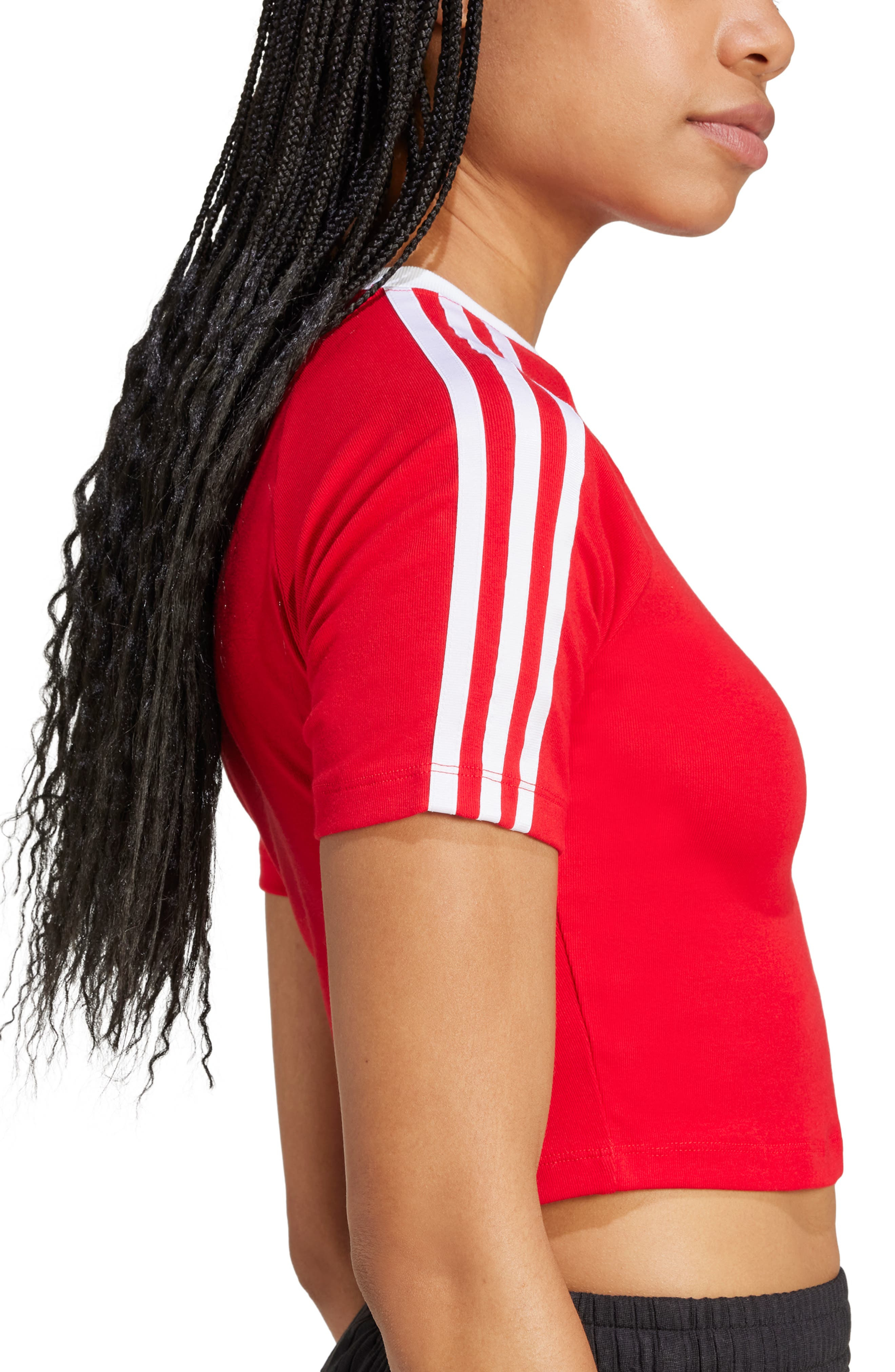 adidas 3-Stripes Baby Tee in Better Scarlet/White at Nordstrom - 3
