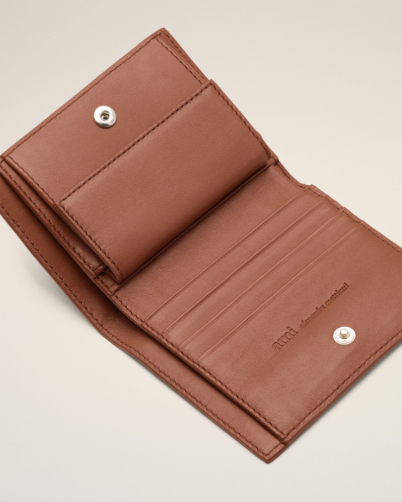 BROWN COWHIDE LEATHER AMI DE COEUR BIFOLD WALLET 3