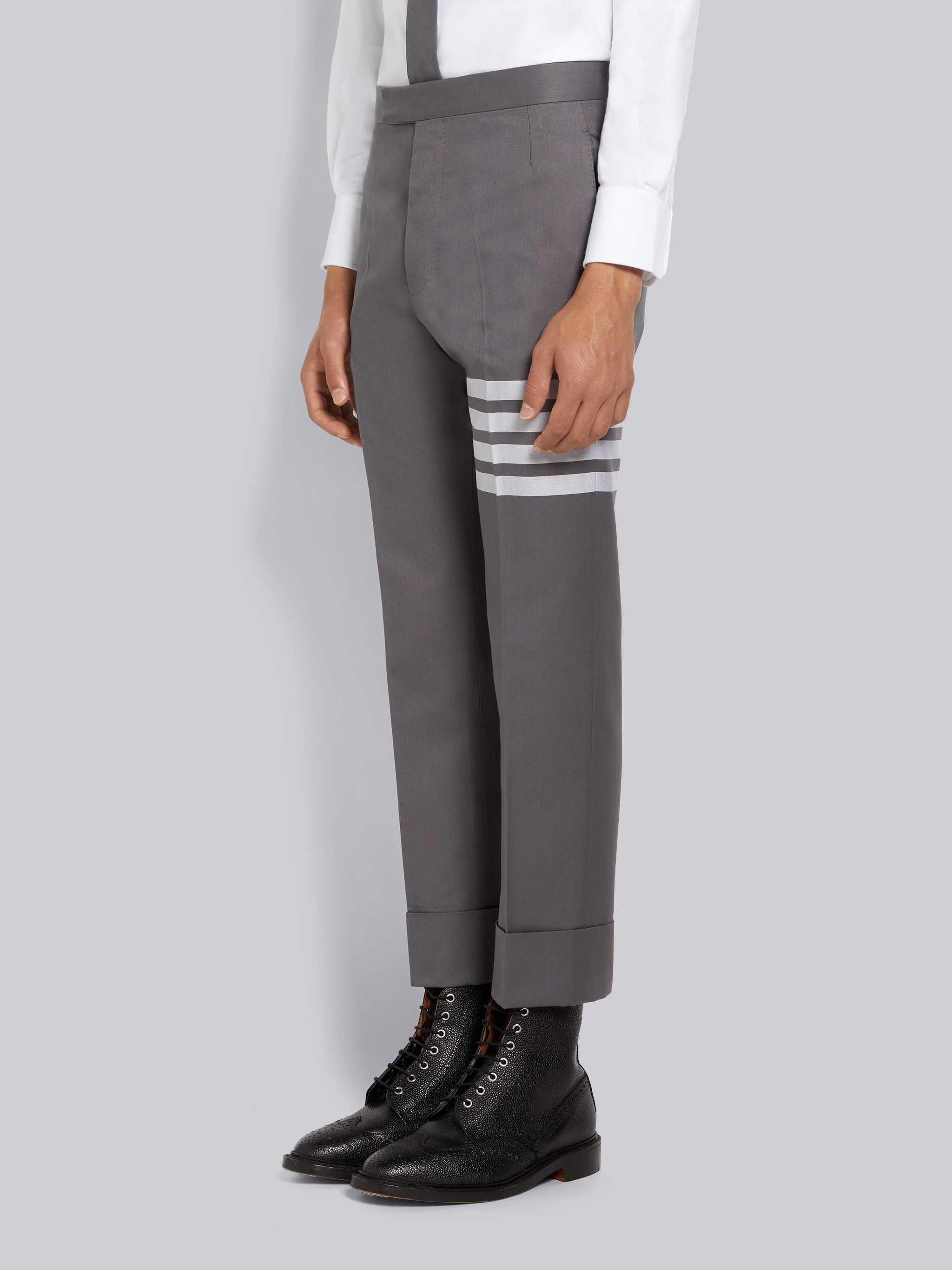 Medium Grey Cotton Suiting Engineered 4-Bar Classic Trouser - 2