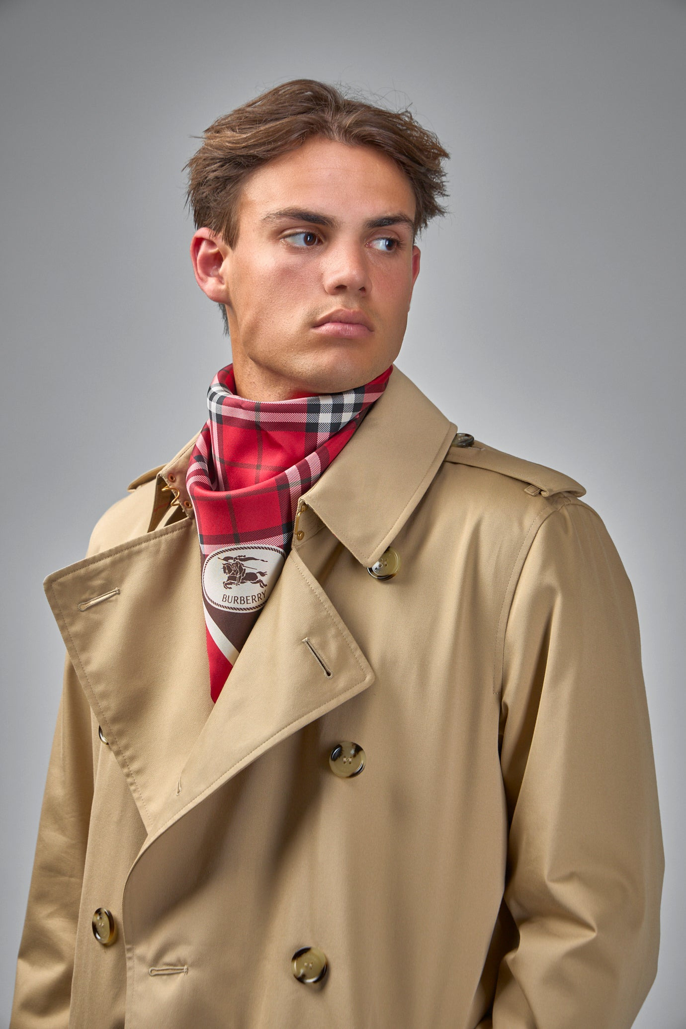 Check Silk Scarf - 3
