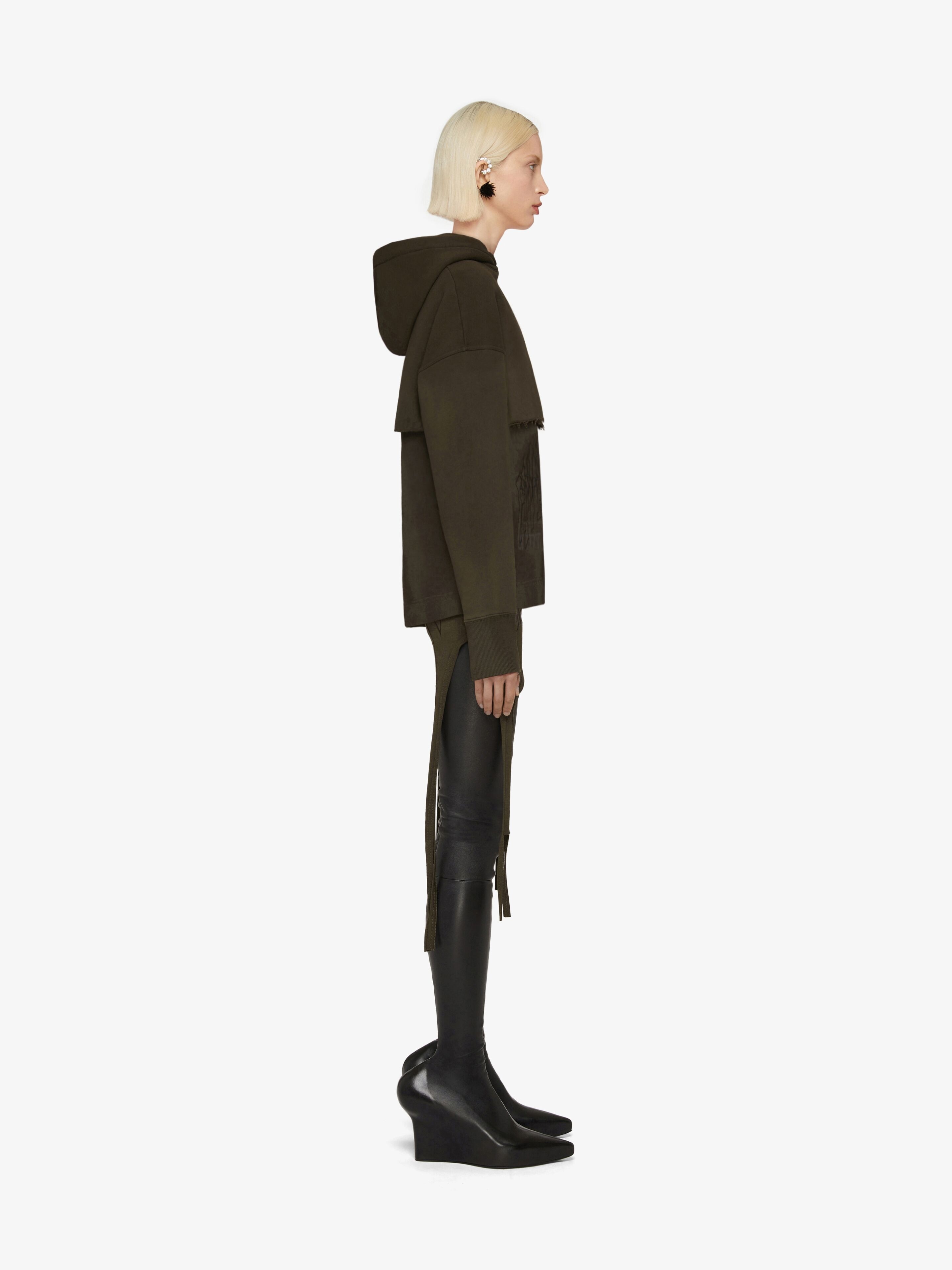 SLIM FIT HOODIE IN EMBROIDERED JERSEY WITH OVERLAPPED EFFECT - 3