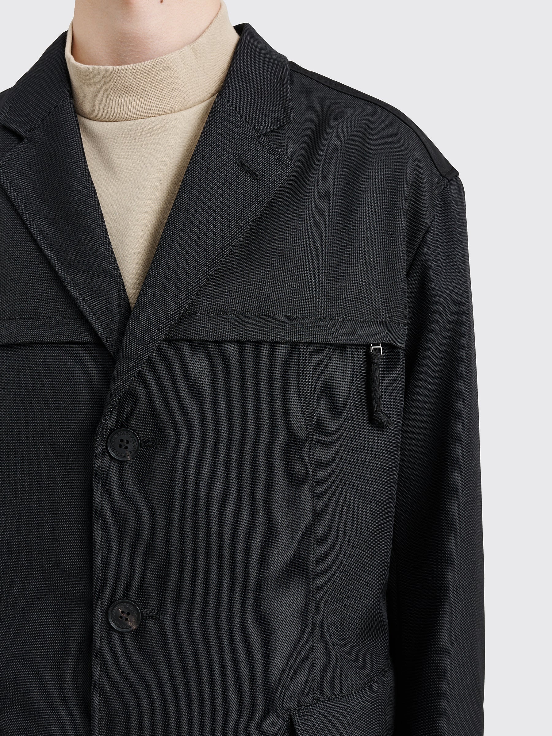 COMME DES GARÇONS HOMME NYLON RIP STOP PANEL COAT MIX BLACK - 6