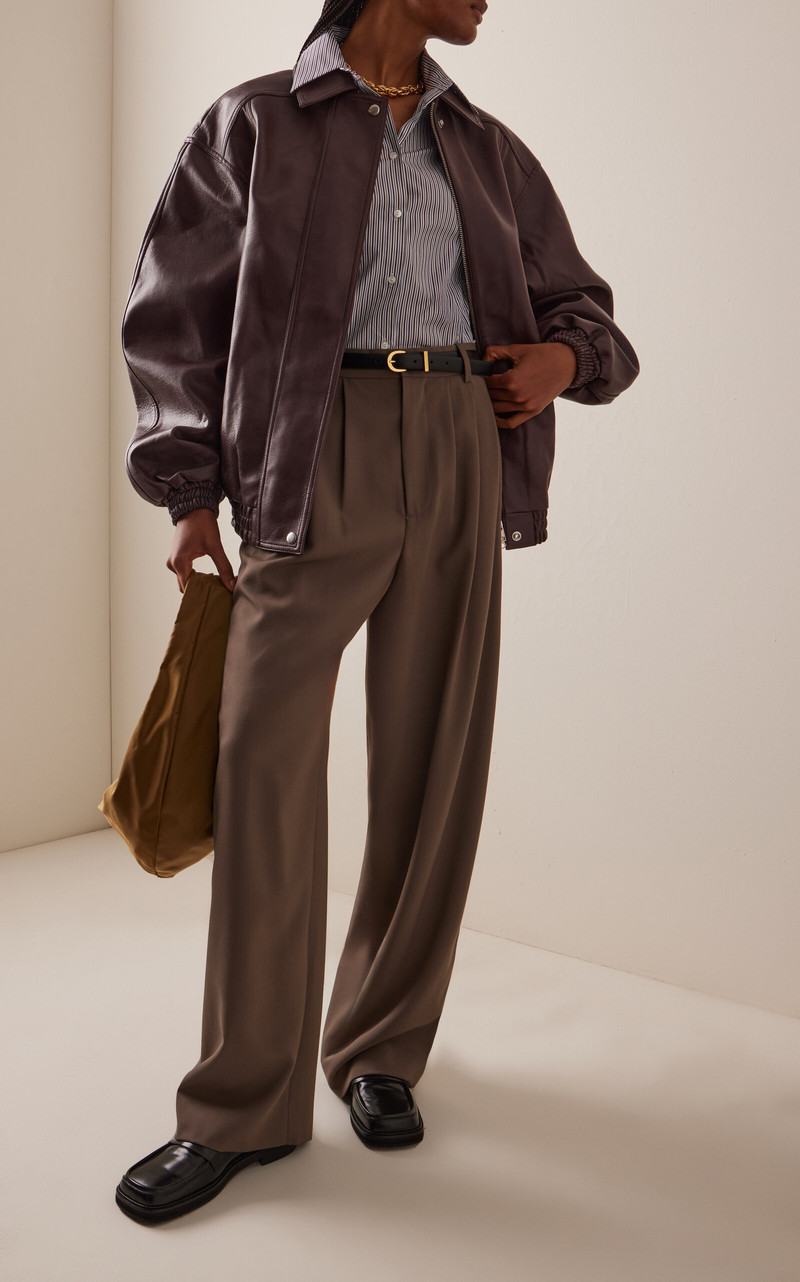 The Frankie Shop Prescott Faux Leather Jacket burgundy outlook