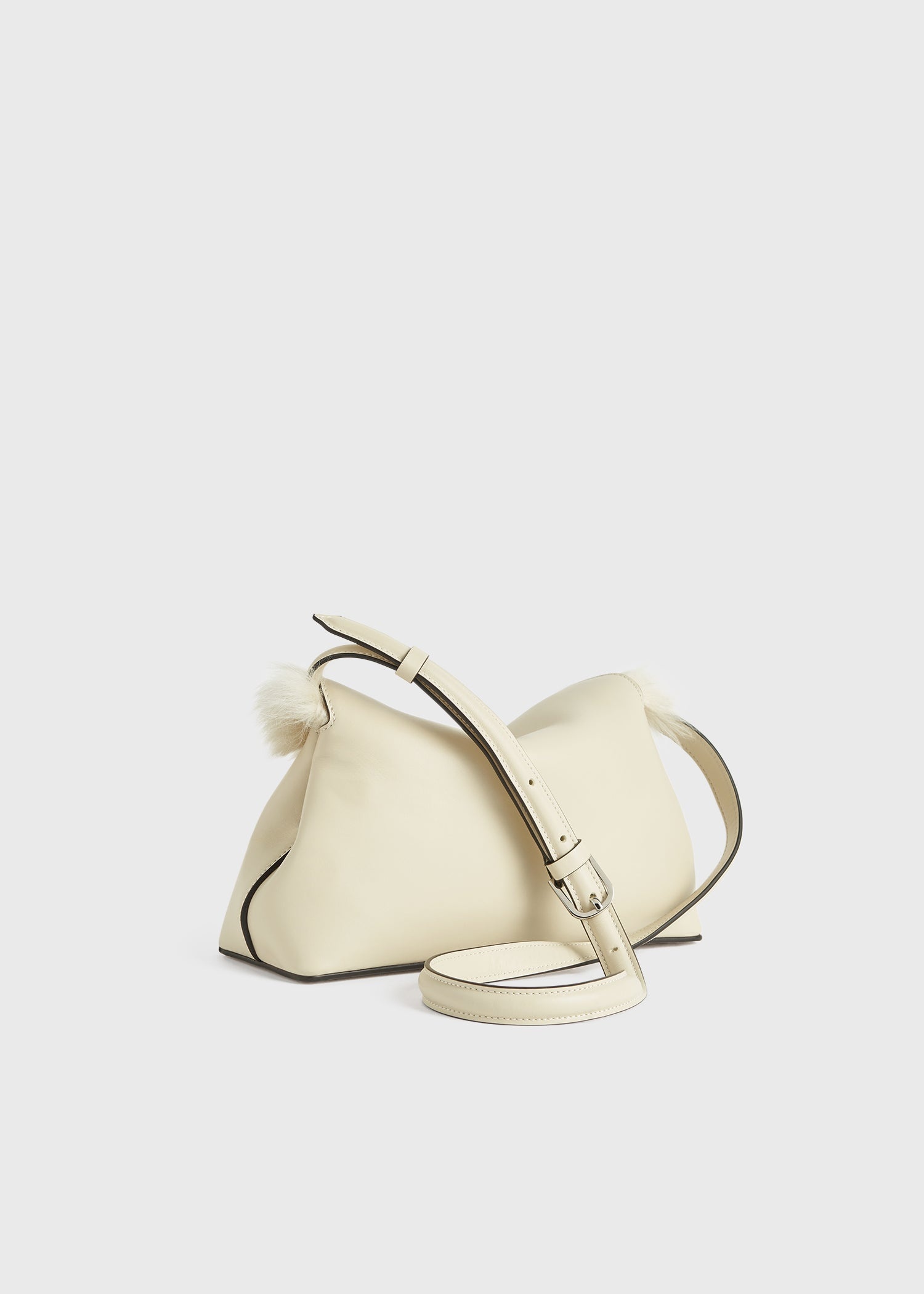 Shearling T-Lock clutch ecru - 4