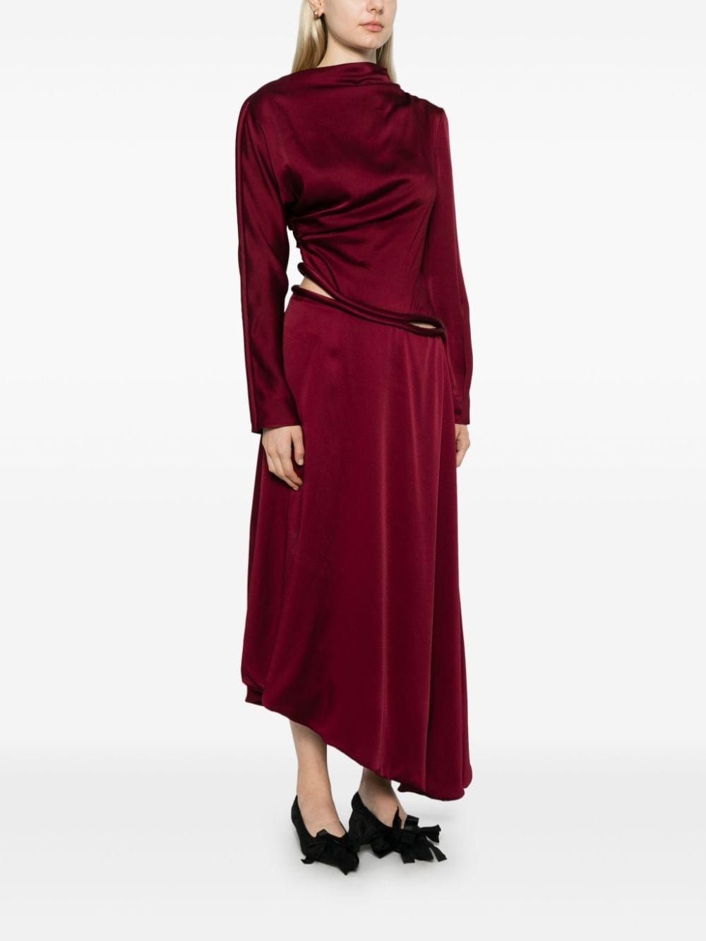 piped-trim midi dress - 3