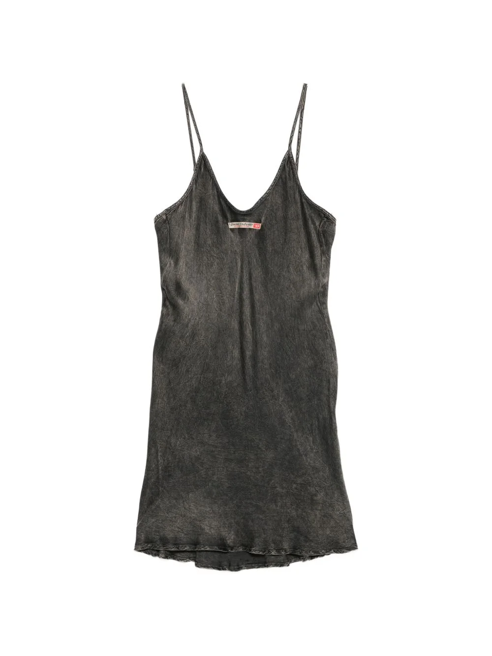 Cassidy acid-wash logo-patch mini dress - 1