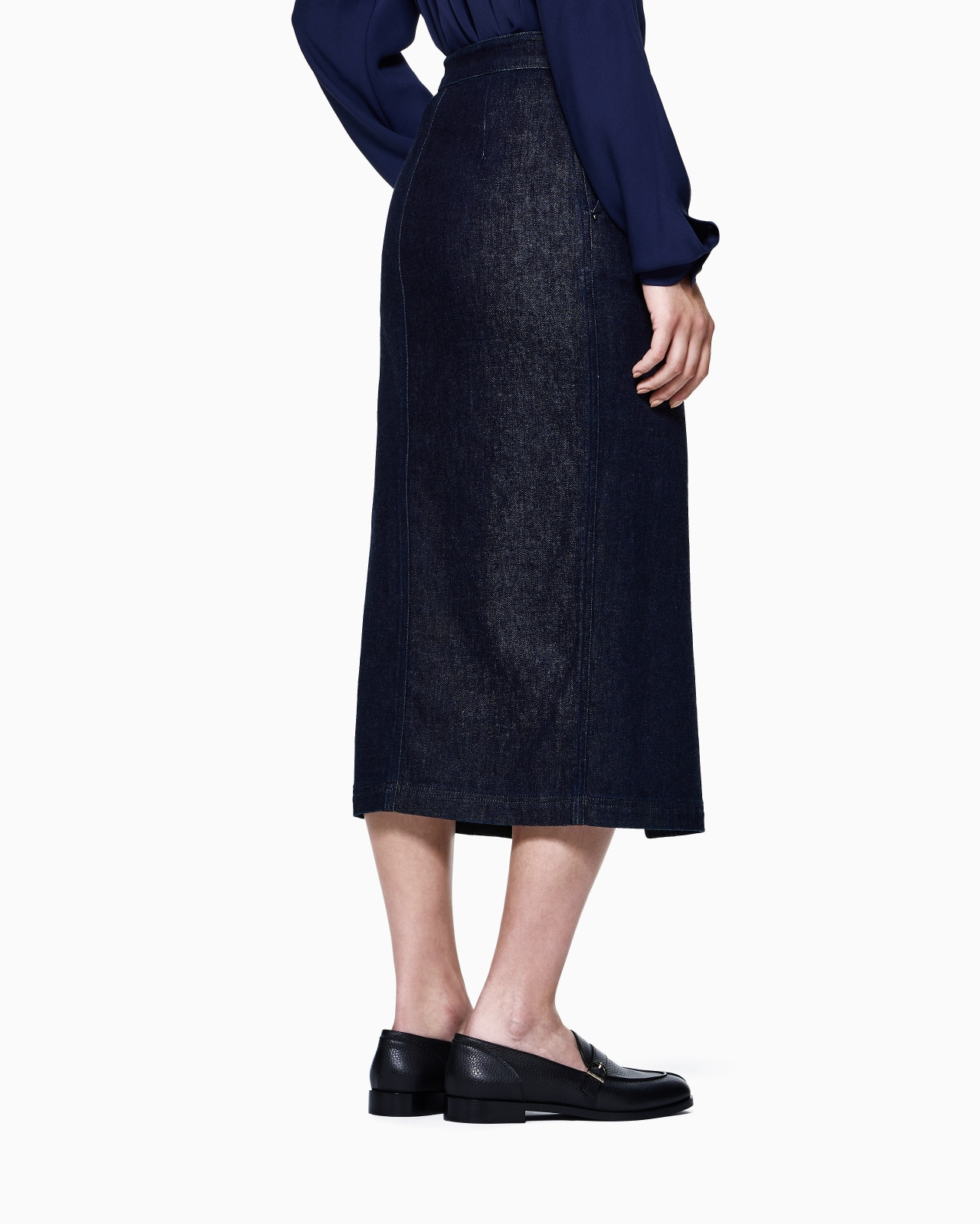 DENIM COLLECTION MIDI SKIRT IN STRETCH DENIM - 3