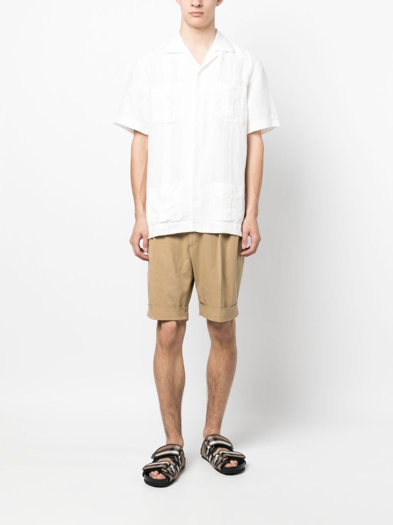 camp-collar linen blend shirt - 2