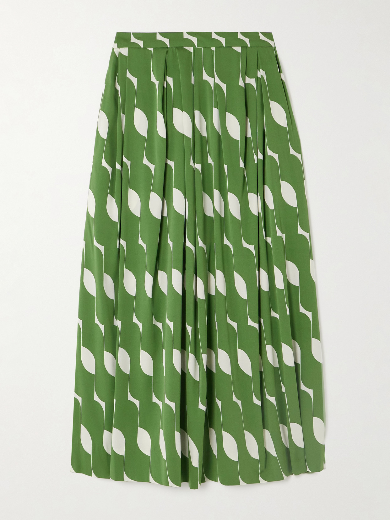 Pleated Printed Silk-blend Midi Skirt - 1