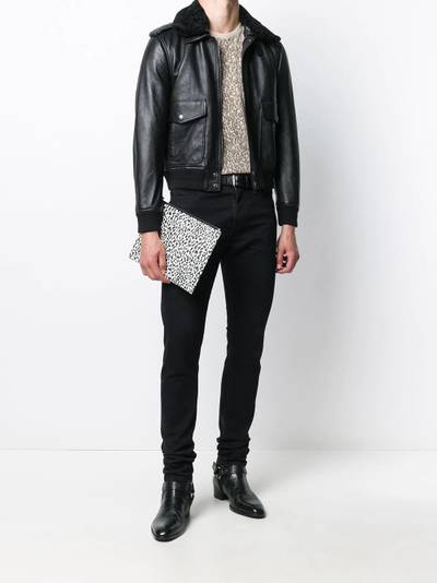 SAINT LAURENT oversized flight leather jacket outlook