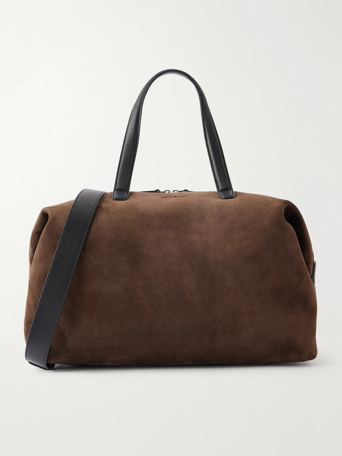 Leather-Trimmed Suede Weekend Bag - 1