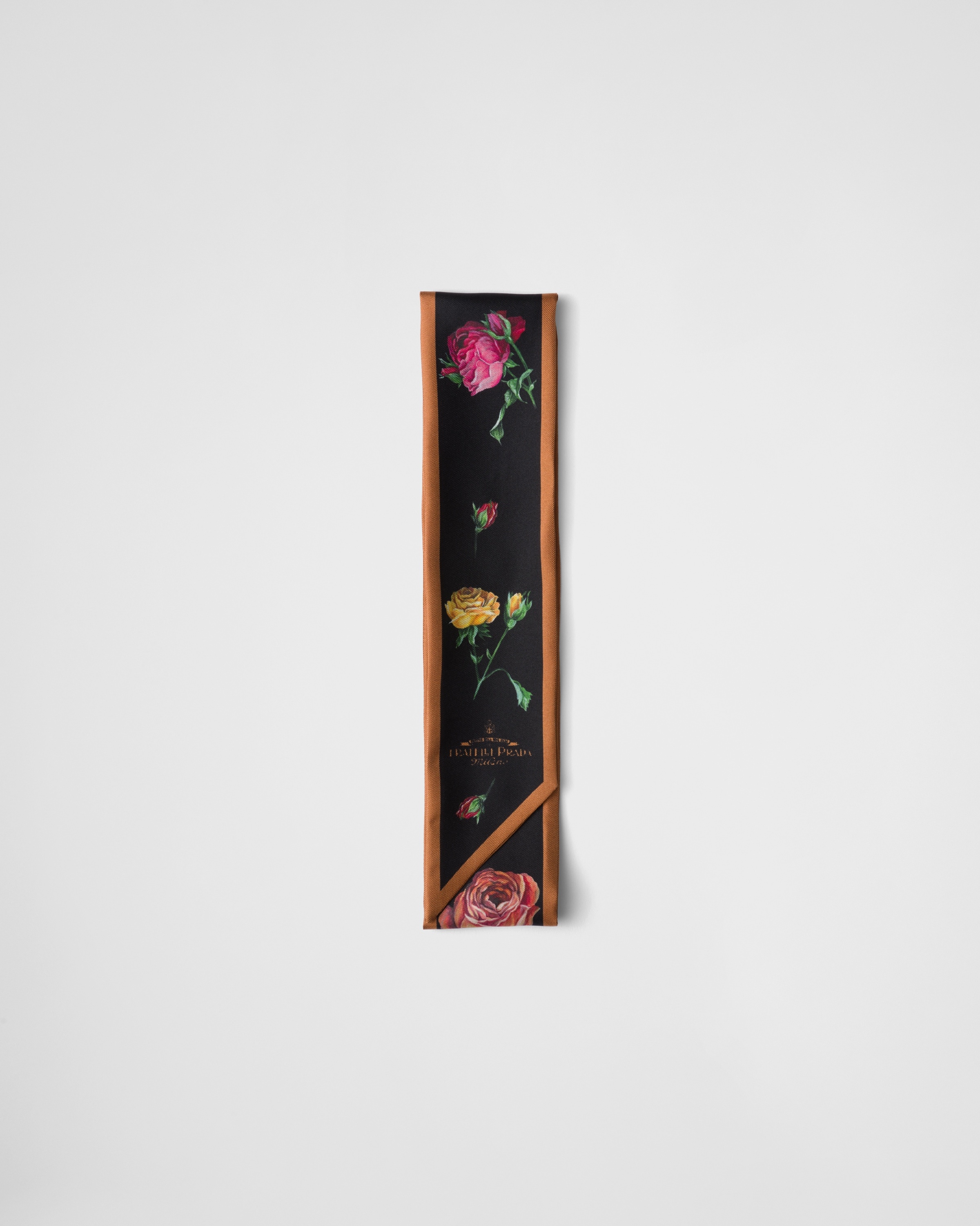 Printed twill skinny scarf - 1