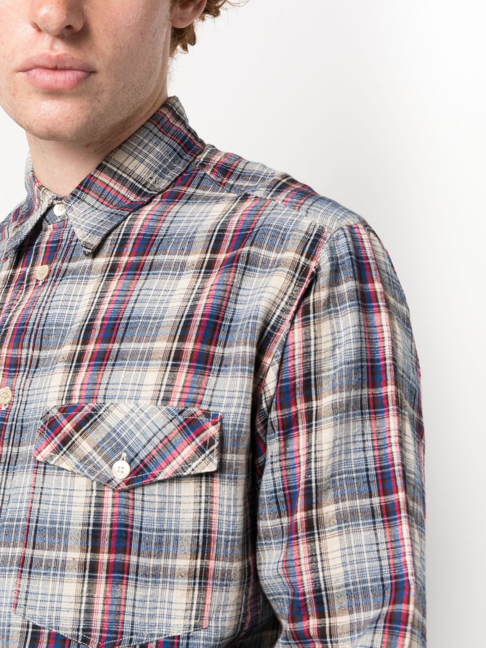 check-print two-pocket shirt - 5