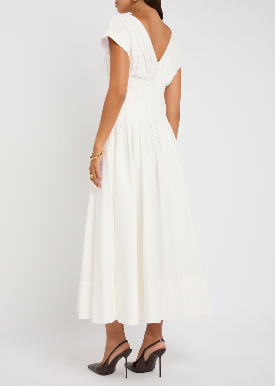 Simkhai Nina Pleated Cotton-blend Poplin Midi Dress - 3
