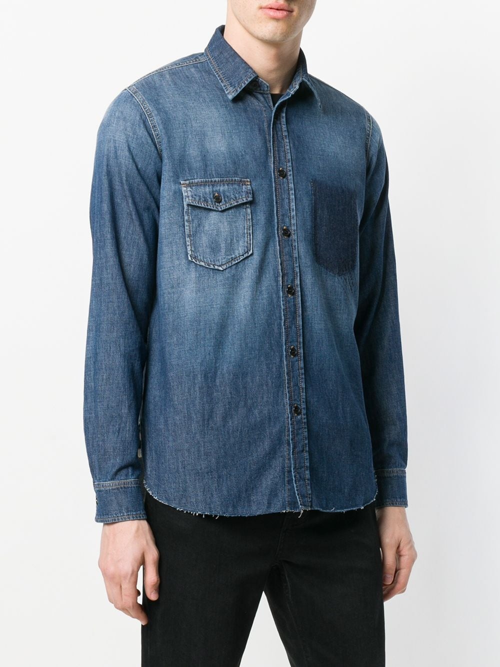 raw hem denim shirt - 3