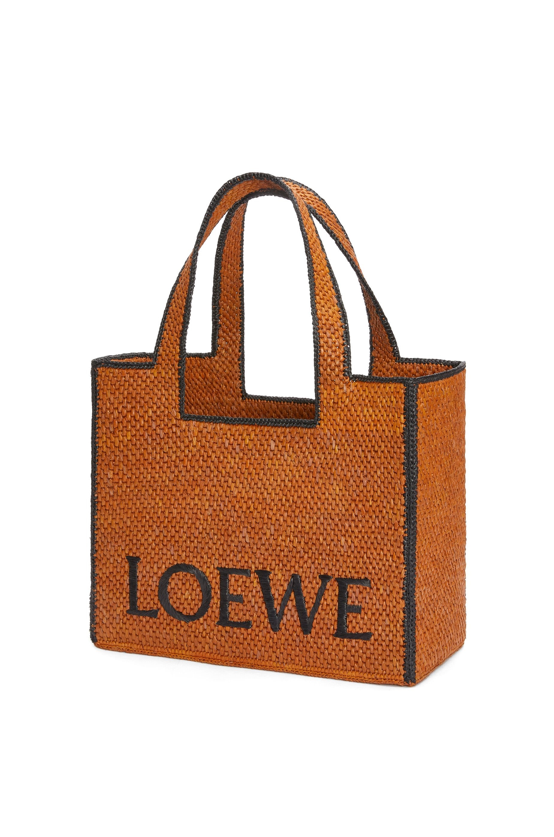 Large LOEWE Font Tote in raffia - 4