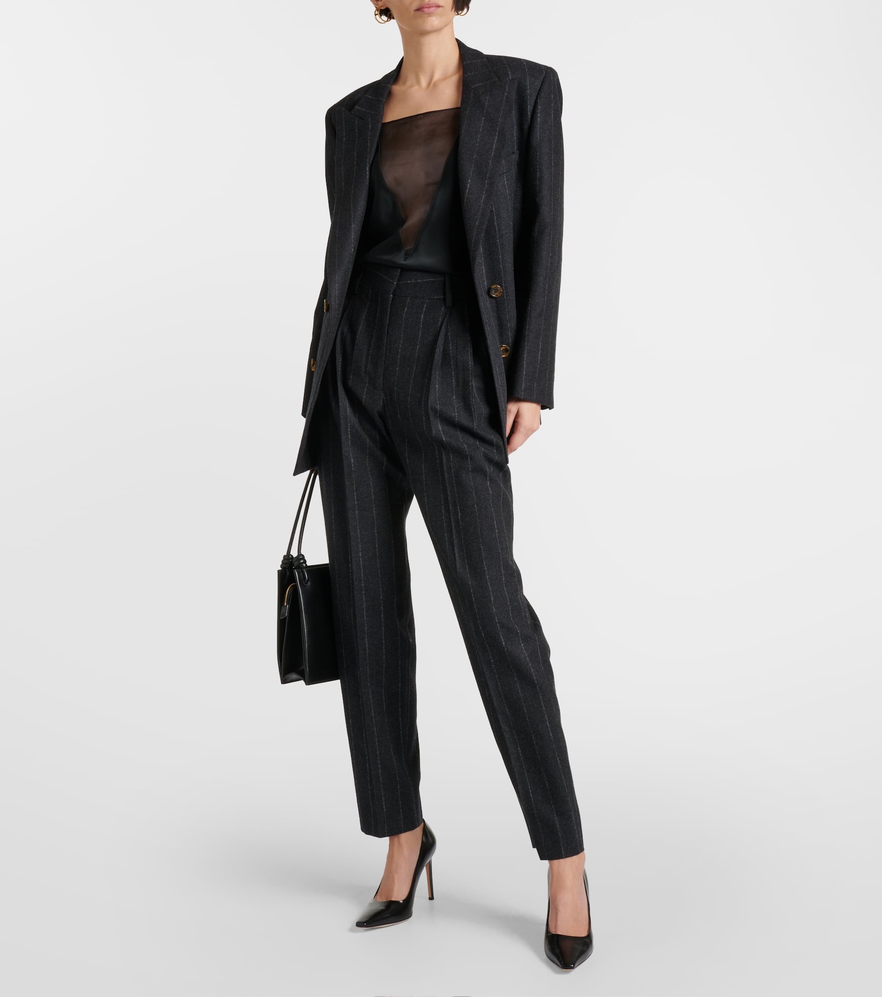 Banker pinstripe wool straight pants - 2